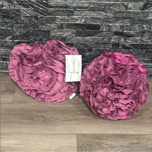 NWT North End Mauve Ruffled Decorative Pillows x 2